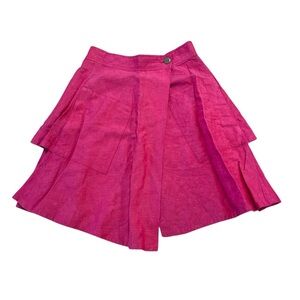 Anthropologie Postmark Red Chambray Tiered Wrap Skirt Linen Silk Blend Sz 4 Y2K